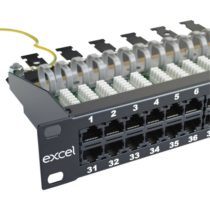 Excel/1U 3 Pair Voice RJ45 Patch Panel - 50 Port-Black