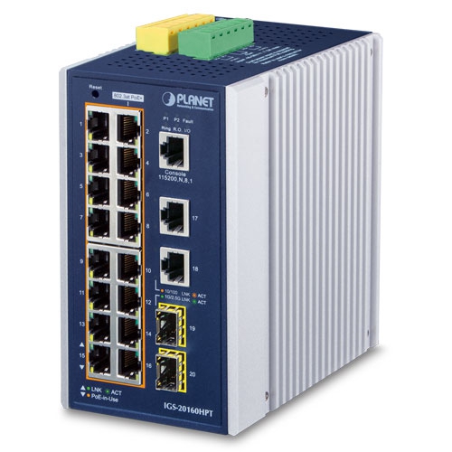 Planet Industrial Switch/16Port/POE
