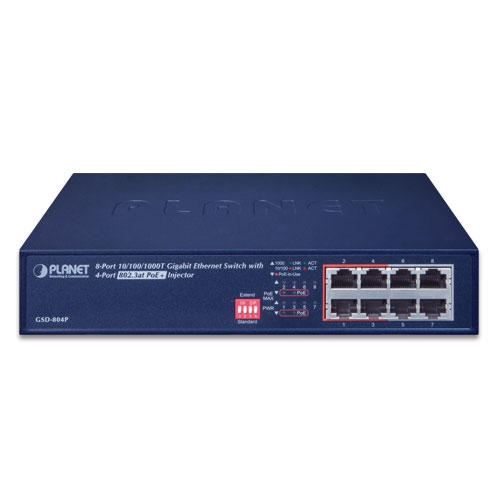 Plannet/8Port Switch/4POE/(GSD-804P)/(10/100/1000)/GIGABYTE/(Unmannaged)/(4POE&4Ethernet)