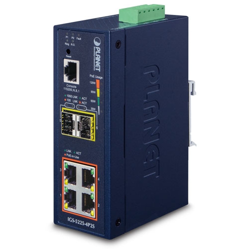 Plannet/L2+ Industrial 4-Port 10/100/1000T 802.3at PoE + 2-Port 100/1000X/SFP/Managed Ethernet Switch
