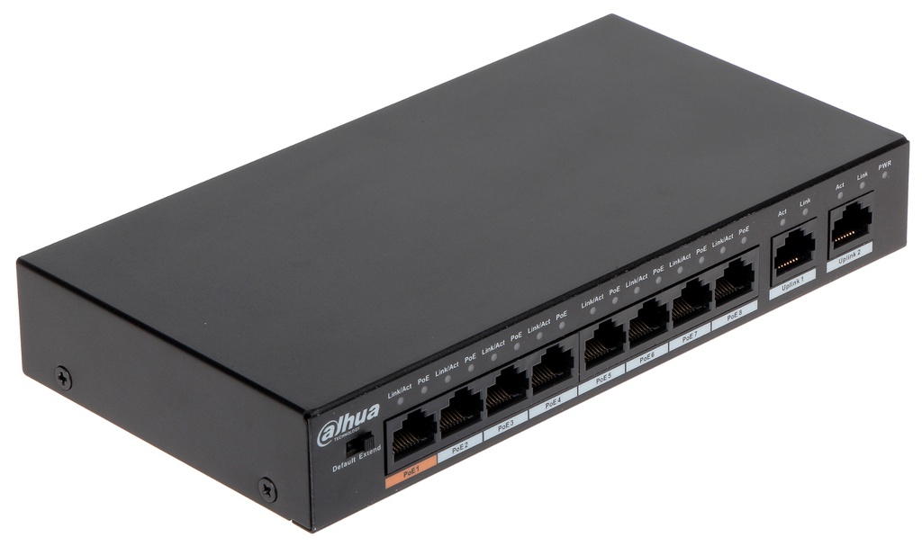 Dahua/10-Port Gigabit/Unmanaged Desktop Switch with/8-Port/PoE