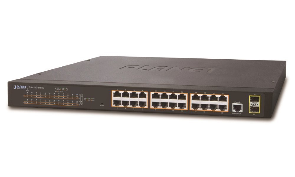 24-Port 10/100/1000T 802.3at PoE + 2-Port 100/1000X SFP Managed Switch