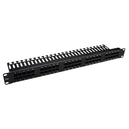 Excel/1U 3 Pair Voice RJ45 Patch Panel - 50 Port-Black