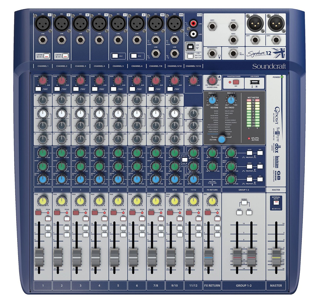 Soundcraft/Analog 12-Channel Mixer with Onboard Effects